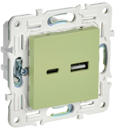 Розетка USB A+C 3,1А IEK SKANDY SK-R14G (мятный) SK-U22-D31-K06