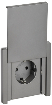 Розетка с крышкой FORTE&PIANO безвинтовые зажимы 16А IP44 FP519 (сталь) FP-R16-16-1-44-K46