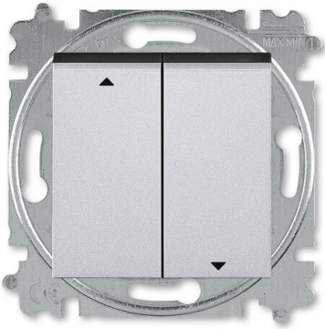 Выключатель жалюзи без фиксации ABB Levit (серебро/дымчатый чёрный) 3559H-A88445 70W 2CHH598845A6070