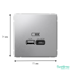 Розетка USB ArtGallery тип А/тип С высокоскор. заряд 45W QC PD (алюминий) GAL000329
