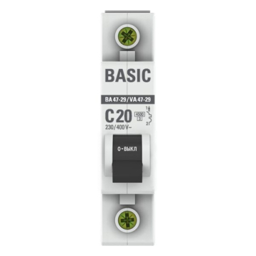 Автоматический выключатель EKF Basic ВА 47-29 1Р 20А 4,5кА (х-ка С) mcb4729-1-20C
