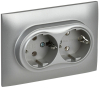 Розетка 2-ая с/з 16А в сборе IEK SKANDY SK-R08S (серебряный) SK-R21-16-K23-F