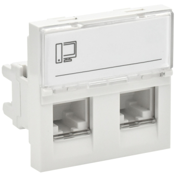 Розетка информационная двойная IEK PRIMER РКИ-22-00-П-5 RJ45 кат.5E (2м/2вх) PR-KK40D-RI-0-2-2C5EU-K01