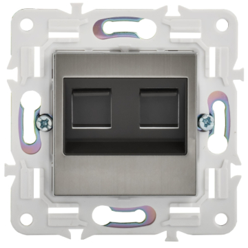 Розетка компьютерная двойная IEK SKANDY RJ45 кат.5E SK-K03N (никель) SK-K20-1-K50
