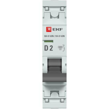 Автоматический выключатель EKF PROXIMA ВА 47-63N 1Р 2А 6кА (х-ка D) M636102D