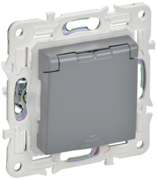 Розетка с крышкой 16А IP44 IEK SKANDY SK-R11Gr (серый) SK-R16-16-44-K03