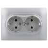 Розетка 2-ая с/з со шторками IEK SKANDY 16А в сборе SK-R07S (серебряный) SK-R24-16-K23-F