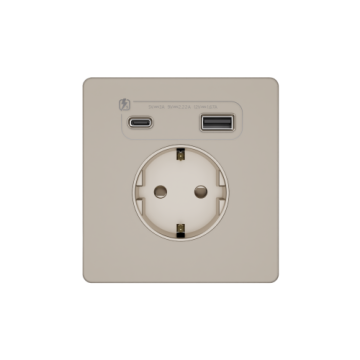 Зарядка USB А+С 20Вт с розеткой SE Systeme Infinity (песчаный берег) FSE000532