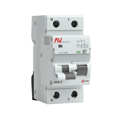 Дифференциальный автомат EKF Averes DVA-6 1P+N 6А 30мА (хар. B, тип A) 6кА rcbo6-1pn-6B-30-a-av