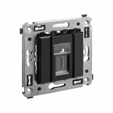 HDMI розетка DKC Avanti одинарная в стену тип А (Черный квадрат) 4402253