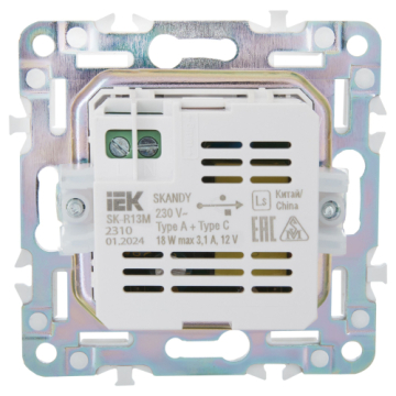 Розетка USB A+C 18Вт IEK SKANDY SK-R13G (мятный) SK-U22-018-K06