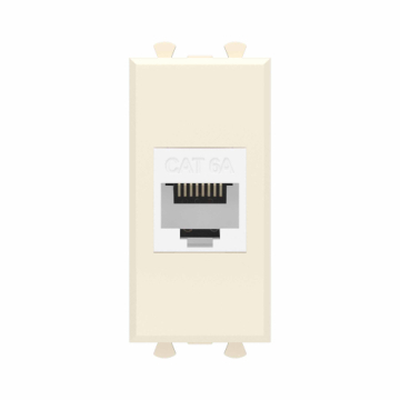 Компьютерная розетка DKC Avanti RJ-45 без шторки кат. 6А 1 модуль (ванильная дымка) 4405671
