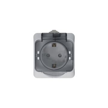 Розетка Этюд О/У с заземлением со шторками с крышкой IP44 Systeme Electric (белый) PA16-044B