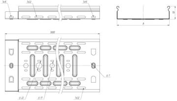 EKF Лоток перфорированный 50x150x3000-0,55 мм L5015001-0,55