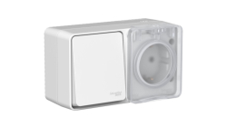Блок Розетка + 1кл. выключатель О/У 16А IP54 AtlasDesign Profi54 (серый) ATN543070