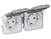 Розетка Plexo с заземлением IP55 двойная (цвет серый) 069576