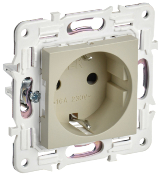 Розетка IEK SKANDY с заземлением без шторок 16А SK-R05B (бежевый) SK-R11-16-K10