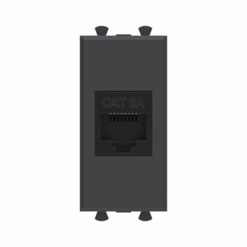 Компьютерная розетка DKC Avanti RJ-45 без шторки кат. 6А 1 модуль (черный матовый) 4412671