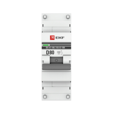 Автоматический выключатель EKF PROXIMA ВА 47-100 1Р 80А 10кА (х-ка D) mcb47100-1-80D-pro