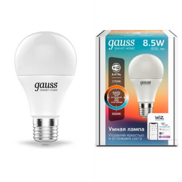 Лампа Gauss Smart A60 8,5W E27 диммируемая с изменением температуры 1130112