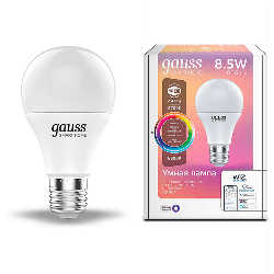 Лампа Gauss Smart A60 8,5W E27 диммируемая с изменением цвета 1170112