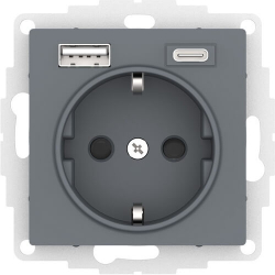 Розетка 220В+USB тип A+C AtlasDesign (грифель) ATN000732