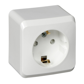 Розетка с заземлением Этюд со шторками Systeme Electric (белый) PA16-004B