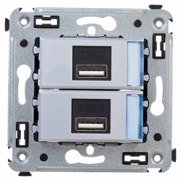 USB зарядное устройство DKC Avanti в стену (Закаленная сталь) 2.1 А 4404543