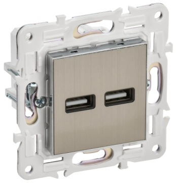 Розетка USB A+A 3,1А IEK SKANDY SK-R15N (никель) SK-U21-D31-K50