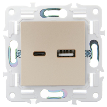 Розетка USB A+C 3,1А IEK SKANDY SK-R14Sa (песочный) SK-U22-D31-K98