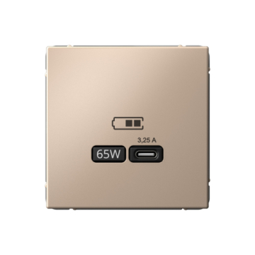 Розетка USB ArtGallery тип С высокоскор. заряд 65W QC PD (песочный) GAL001227