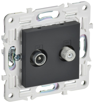Розетка TV+SAT IEK SKANDY SK-A13G (графит) SK-AF20-O-K53