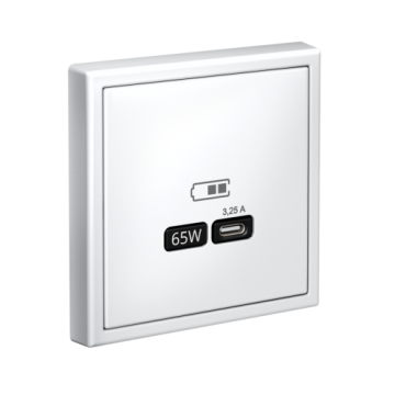 Розетка USB ArtGallery тип С высокоскор. заряд 65W QC PD (белый) GAL000127