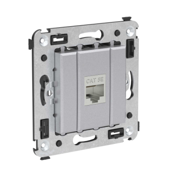 Компьютерная розетка Avanti RJ-45 без шторки в стену кат.5e одинарная экранированная (Закаленная сталь) 4404763