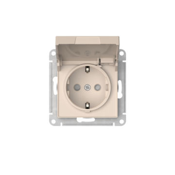Розетка с крышкой AtlasDesign на автозажимах (бежевый) ATN000246S