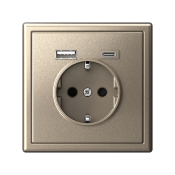 Зарядка USB (А+С) с розеткой ArtGallery (шампань) GAL000532