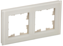 Рамка 2-м BRITE DECOR Ванильный глянец стекло РУ-2-2-БрВа BR-M22-G-K10