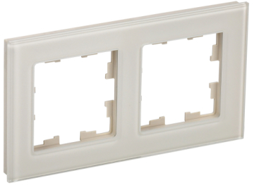 Рамка 2-м BRITE DECOR Ванильный глянец стекло РУ-2-2-БрВа BR-M22-G-K10
