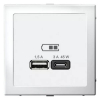 Розетка USB ArtGallery/AtlasDesign тип А/тип С высокоскор. заряд 45W QC PD (белый) ATN000129+GAL000108