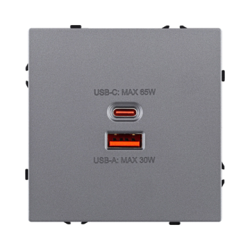 Розетка USB A+C 65W, серый Kollinger Eclipse EC-024GY EC-024GY