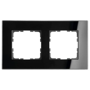Рамка Jasmart G-Glass стекло двухместная (черный) G1002GB