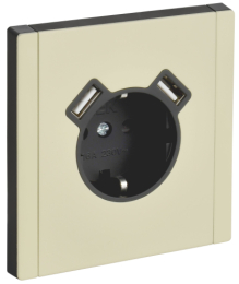 Зарядка USB (А+A) с розеткой IEK FORTE&PIANO 3,1А FP845M (металл слоновая кость) FP-R14-16-U21-D31-M-K41