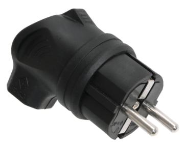 Вилка угловая IEK OMEGA 16А 2Р+E IР44 (черная) PKR01-U-016-2-K02