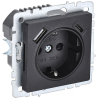 Зарядка USB (А+C) 18Вт с розеткой 16А BRITE черный РЮш11-1-БрЧ BR-R14-16-U22-018-K02