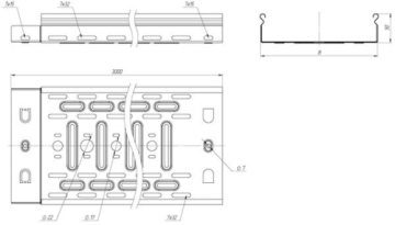 EKF Лоток перфорированный 50x150x3000-0,55 мм L5015001-0,55