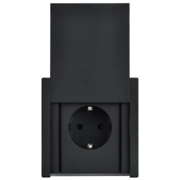 Розетка с крышкой FORTE&PIANO безвинтовые зажимы 16А IP44 FP119M (черынй металл) FP-R16-16-1-44-M-K02