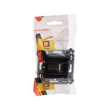 HDMI розетка DKC Avanti одинарная в стену тип А (Черный квадрат) 4402253