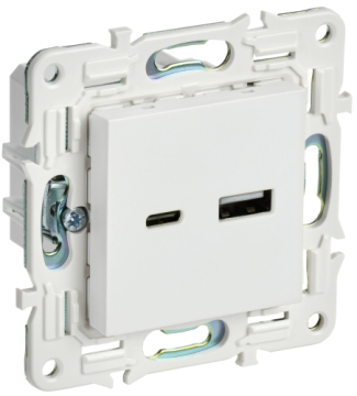 Розетка USB A+C 18Вт IEK SKANDY SK-R13W (арктический белый) SK-U22-018-K01