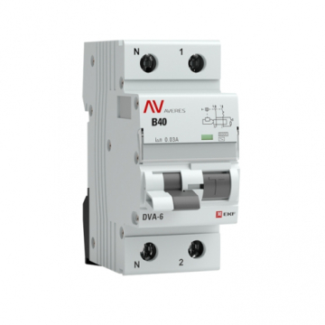 Дифференциальный автомат EKF Averes DVA-6 1P+N 40А 30мА (хар. B, тип AС) 6кА rcbo6-1pn-40B-30-ac-av
