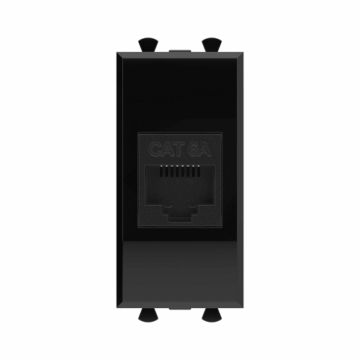 Компьютерная розетка DKC Avanti RJ-45 без шторки кат. 6А 1 модуль (черный квадрат) 4402671